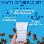 Sarasota Coffee Ground Packets | Gourmet Colombian Medium Roast Ground Coffee Packs | Columbian | Low Acid Mold Free Individual Single Pot Pouches for 12 Cup Coffee Maker | 2 Ounce Bags, 12 Count