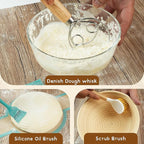 Sourdough Bread Baking Supplies Set, 10 Inch Oval Brotform & 9 Inch Round Banneton Bread Proofing Baskets with Linen Liner, Sourdough Starter Kit, Natural Rattan Shape Dough Proofing Bowl