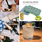 Ice Cube Trays Set of 3, Easy Release 15 Flexible Silicone Ice Cube Molds with Removable Lid Reusable Freezer Ice Trays Stackable for Whiskey, Baby Food, Green
