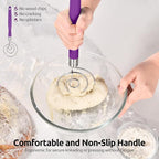 U-Taste 12.6in Danish Dough Whisk: 18/8 Stainless Steel Heavy-Duty Sourdough Mixer Tool, Food Grade Dutch Style Seamless Bread Wisk, Sturdy for Mixing, Stirring, Kneading Thick Batter (Purple)