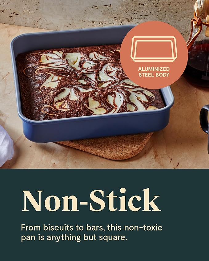 Caraway Non-Stick Ceramic 9” Square Pan - Naturally Slick Ceramic Coating - Non-Toxic, PTFE & PFOA Free - Perfect for Brownies, Lemon Bars, Cakes, & More - Sage