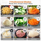 Homtone 16 Cup Food Processor Large, 9 Functions 7 Blades 3 Speeds for Shredding, Slicing, Making French Fries, Chopping Meat, Kneading Dough & Emulsifying, 600W, Red