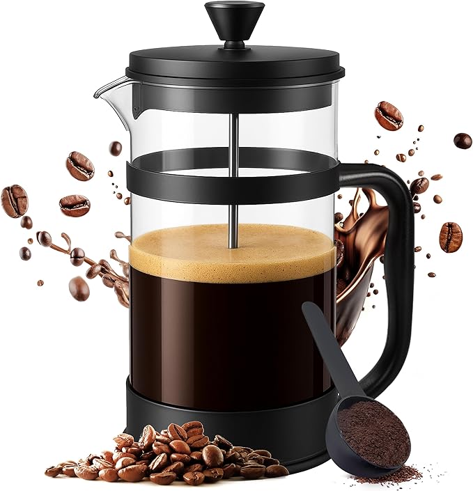 Utopia Kitchen 12 Ounce 0.35 Liter French Press Coffee Maker, Tea Maker, Travel Coffee Presses, Heat Resistant Thickened Borosilicate Coffee Pot for Camping Travel Gifts, Black Pack of 1