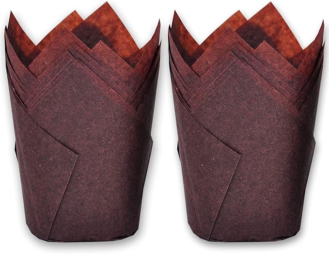 500 pcs Large size Brown Tulip Baking Cups 2-1/4"(Base diameter) x 4"(Wall height) Greaseproof paper baking cupcake Muffin liners