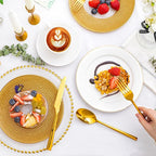 KINGSTONE Gold Silverware Set, 20-Piece Forged Flatware Set Cutlery Set Premium Stainless Steel, Service for 4, for Kitchen, Home, Wedding, Party, Mirror Polished and Dishwasher Safe