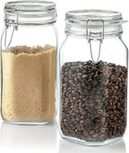 Bormioli Rocco Fido Glass Jars - 50.75 oz Large Airtight Container with Clamp Lids & Rubber Seals, BPA-Free Glass Canisters for Pantry Display, Decorative Kitchen Storage, Events & Weddings (Set of 2)