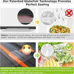 Bonsenkitchen Vacuum Sealer Machine, Powerful Low-Noise Food Vacuum Sealer, Globefish Technology for High-Speed Continuous Working (Full Silver)