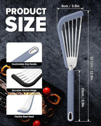 Silicone Fish Spatula Turner Set of 2, Thin Slotted Spatulas Turner for Nonstick Cookware,Heat Resistant Flexible Stainless Steel Kitchen Cooking Spatula Flipper for Fish, Egg, Pancake (BG)