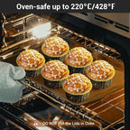 EUSOAR Foil Ramekins with Lids, Black 25Packs 5oz Disposable Baking Cups Foil Liner Cupcake Container, Dessert Cheesecake Pan Creme Brulee Cupcake Containers for Catering Gathering Club Wedding Party