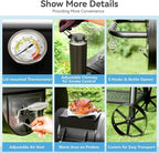 GREEN PARTY Offset Smoker Charcoal Grills with 37 Inch Cook Chamber, Barrel Smoker and Charcoal Grill Combo, 941 Sq. In. Space Barrel Smoker Grill for Outdoor BBQ Patio Backyard Cooking