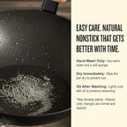 Alva Forest Naturally Nonstick Carbon Steel Wok Pan 12" - Acacia Wood Handle, Pre-Seasoned and Made without PFAS, PFOA & PTFE - Induction and All Stovetop Compatible with Even Heat Distribution