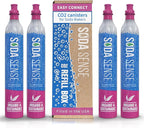 Soda Sense Easy Connect 60L CO2 Exchange Canister – 4 Pack, Replacement for Quick Connect Cylinder – Compatible with SodaStream PINK Snap-On Machines ONLY, Including ART, TERRA, ENSO & DUO