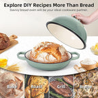 Davivy 5.5QT Sourdough Dutch Oven with Domed Lid, 10" Round Bread Dutch Oven, Enameled Cast Iron Bread Oven, Bread Oven for Sourdough Bread - Sea Salt Green