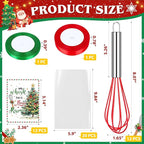12 Set Christmas Whisk Gifts for Neighbor, Christmas Baking Supplies Include Silicone Whisks Greeting Card Ribbon and Plastic Bag Xmas Cooking Utensils for Neighbor Employee Stocking Stuffers Ideas