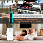 Long Range Wireless Smart Meat Thermometer with Bluetooth Booster, for Oven, Grill, Kitchen, BBQ, Smoker, Rotisserie, Black