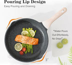 Kordisen Nonstick Frying Pan Set with Lids, 3 Piece Skillet Set, Healthy Induction Cooking Pan, Stay-Cool Handle, Compatible with All Stovetops, PFOA Free (8, 9.5, 11 Inch)