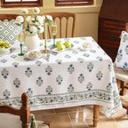 ISAENNE Designer White Linen Small Square Tablecloth,Chinoiserie Floral Elegant Indoor Table Cloth,Fall Stain Proof Decor Tablecloths for Dining Thanksgiving Kitchen Party,55"*55"-Mosella F