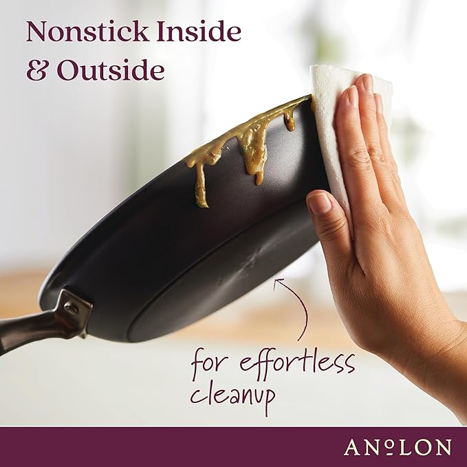 Anolon Advanced Home Hard Anodized Nonstick Pan, Stir Fry w/Helper Handle (12"), Moonstone
