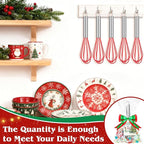 12 Set Christmas Whisk Gifts for Neighbor, Christmas Baking Supplies Include Silicone Whisks Greeting Card Ribbon and Plastic Bag Xmas Cooking Utensils for Neighbor Employee Stocking Stuffers Ideas