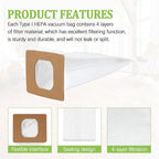 10 Pack Type I HEPA Vacuum Bags Replacement Compatible with Hoover Type I HEPA bag AH10005 UH30010COM UH30010CA, SH10000