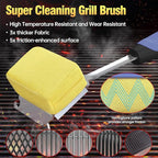 Grill Cleaning Brush Bristle Free for Outdoor Grill Brush Extended Handle for Cast Iron Stainless-Steel Grates, Replaceable BBQ Cleaner Brush Head, Steam Safe Grill Brush with Scraper, Purple