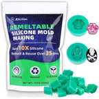 JDiction Remeltable Silicone Mold Making Kit, 35X Reusable Silicone for Mold Making, No Mix, Non-Toxic, Odorless Silicone Rubber for Resin, Epoxy, Plaster, Soap, Candle Mold, Small Crafts-16oz