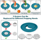 TeamFar Mixing Bowls, 6 PCS Stainless Steel Nesting Salad Bowl with Lids & 3 Graters, For Kitchen Cooking Serving Prepping, Airtight & Non-Slip, Size 4.6/3.5/2/1.5/1/0.7 QT, Blue