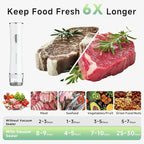 Compact Vacuum Sealer for Food (Vacuum Sealer Machine + 20 Reusable Vacuum Bags), Powerful Handheld Vacuum Sealer Machine, Seal Food 6X Fresh Longer, Portable & Wireless, Easy-Clean