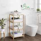 Baskets For Organizing Set Of 9 White - Storage Baskets For Shelves - Perfect Closet Organizer Bins, Bathroom Basket, and Pantry Basket - Small Storage Bins For Shelves - Bin For Organization