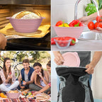 Upgraded Silicone Sourdough Bread Proofing Basket with Handles - Reinforced Rim Support, 9 Inch Non-Stick Round Dough Foldable Bowls for Sourdough Bread Baking, Oven & Dishwasher Safe-BPA Free (Pink)
