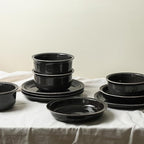 Stone Lain Slate 24-Piece Dinnerware Set Stoneware, Plates and Bowls Set, Dishwasher and Microwave Safe, Dish Set for 8, Black