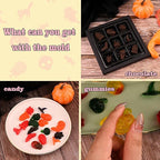 Actvty Halloween Chocolate Silicone Mold, 4 Packs Candy Gummy Molds of 18 Cavity with Skull Pumpkin Ghost Witch Hat Bat Spider Tombstone Shapes for Baking Chocolate Gummy Jelly Dessert