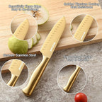 McCook® Kitchen Knife Sets, Golden Titanium Stainless Steel Knives Block Set with Built-in Sharpener