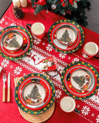 Hasense Christmas Dinnerware Set of 4, Ceramic Plates and Bowls Sets with Mugs, 16 Pieces Chip & Scratch Resistant Party Serving Dishes for Holiday Gift, Microwave and Dishwasher Safe