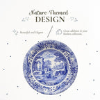 Spode Blue Italian Ascot Cereal Bowl Set of 4-8-Inch Earthenware Bowls with Oriental Design, Dishwasher & Microwave Safe Tableware for Breakfast, Soup, Rice, Dessert - Blue & White Dinnerware