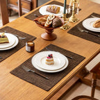 KXN Placemats Set of 8, Dual-Layer Thickened Faux Linen Table Mats, Heat Resistant & Wrinkle-Free, Machine Washable Cloth Place Mats for Kitchen Dining Indoor Outdoor (Brown)