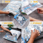 Vacuum Storage Bags 10 Combo (5 Jumbo/5 Large), Plastic Packaging Bags,Space Saver Bags for Clothes, Pillows, Comforters, Blankets, Bedding
