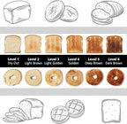 2 Slice Toaster with Cover,KETIAN Retro Stainless Steel Toasters,1.5'' Extra Wide Slot,Cancel Bagel Defrost Reheat Functions, 6 Toast Browning Settings, Removable Crumb Tray,Black