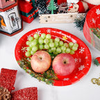 WDF 50Pack Christmas Paper Plates - Oval Paper Plates 10" x 12" for Party Supplies Christmas Trees Large Disposable Platter for Serving Tray Baby Shower Birthday