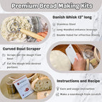 Artisan Bread Banneton Proofing Basket Set of 2, 9 inch Round & 10 inch Oval Sourdough Baskets with Danish Whisk, Dough Cutter, Scraper, Flour duster, Cleaning Brush, Bread Lame &10 Blades