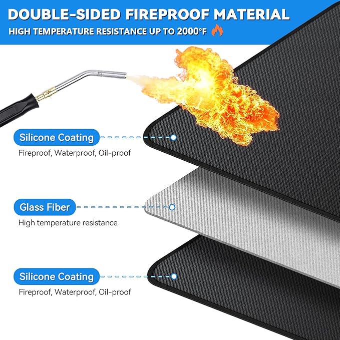 Large 90 x 48 inch Under Grill Mats for Outdoor Grill, Double-Sided Fireproof Deck Patio Protector Mat, Waterproof Oil-Proof BBQ Floor Pad Indoor Fire Pit Fireplace Mat