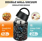 Soup Thermo for Hot Food Kids 16oz Insulated Food Jar Leakproof Thermo Lunch Container for Kids Wide-Mouth Stainless Steel Lunch Box for School with Handle Folding Spoon(3+)