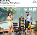 MFSTUDIO Vertical Offset Smoker Charcoal Grill,Extra Large BBQ Barrel Grills and Drum Smoker Combo with hanging racks and 5 removable grates for Smoking,ourdoor barbecue cooking,961 SQ.IN.Area