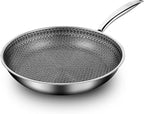 11 Inch Non Stick Frying Pan, Hybrid Non-Toxic Cookware & Healthy Ceramic Wok Pan for Induction, Gas & Electric Stove, PFOA/PTFE/Lead-Free, Oven & Dishwasher Safe