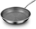 10-inch/11-inch Stainless Steel Skillet with Lid, Nonstick Frying Pan - Induction Ready, Oven & Dishwasher Safe, PFOA/PTFE Free for Gas/Electric/Ceramic Cooktops (10 inch+Lid)