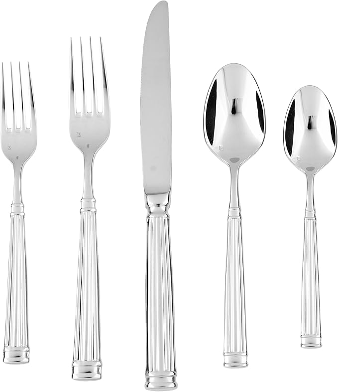 Fortessa Doria 18/10 Stainless Steel Flatware Serving Spoon, 9-Inch,Silver