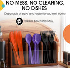 Party Solids Halloween Plastic Silverware Heavy Duty 150 Pieces Halloween Plastic Cutlery Sets, Utensil Sets, 50 Of Each Forks, Knives & Spoons Disposable Cutlery Set, Flatware Set For Party Supplies