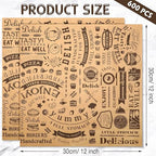 600 Pcs 12 x 12 Inch Deli Wax Paper Sheets Grease Resistant Tray Basket Liners Newsprint Paper Water and Grease Proof Sandwich Wrapping Square Hot Dog Wrappers for Food Baking (Brown)