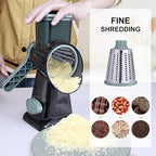 Kaishun Cheese Grater Rotary Grater Sredder Stainless Steel with Vacuum Suction Base Madonline Multi Functional Kitchen Tool Perfect for Easy Shredding and Slicing, Hands Safe Blade Black