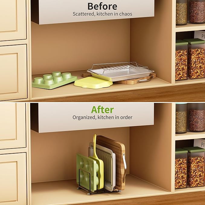 Cutting Board Organizer-1.6in Wide Kitchen Cutting Board Holder Stand for Pan,Baking Sheets,Cookie Sheets with 4 Slots,Baking Sheet Oragnizer(1PC-Medium)